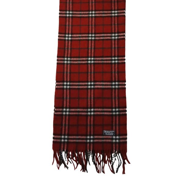Vintage Burberry Dark Red Plaid Fall Winter Luxury Scarf Scarves - Picture 2 of 5